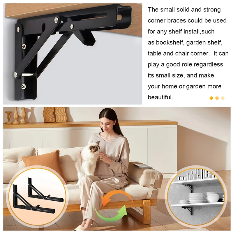 Black Triangle Folding Angle Bracket Adjustable Wall Shelves,Mounted Table Shelves Home Hardware,12 Inch,2Pcs-AT30
Black Triangle Folding Angle Bracket Adjustable Wall Shelves,Mounted Table Shelves Home Hardware,12 Inch,2Pcs-AT30