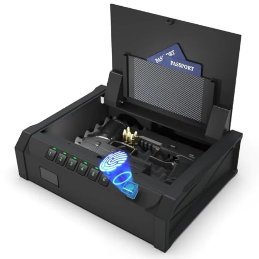 Сейф для пистолетов с увеличенной на 25% вместимостью, биометрический сейф для пистолетов, настенный сейф для пистолетов, сейф с быстрым доступом и функцией защиты от взлома.
Сейф для пистолетов с увеличенной на 25% вместимостью, биометрический сейф для пистолетов, настенный сейф для пистолетов, сейф с быстрым доступом и функцией защиты от взлома.