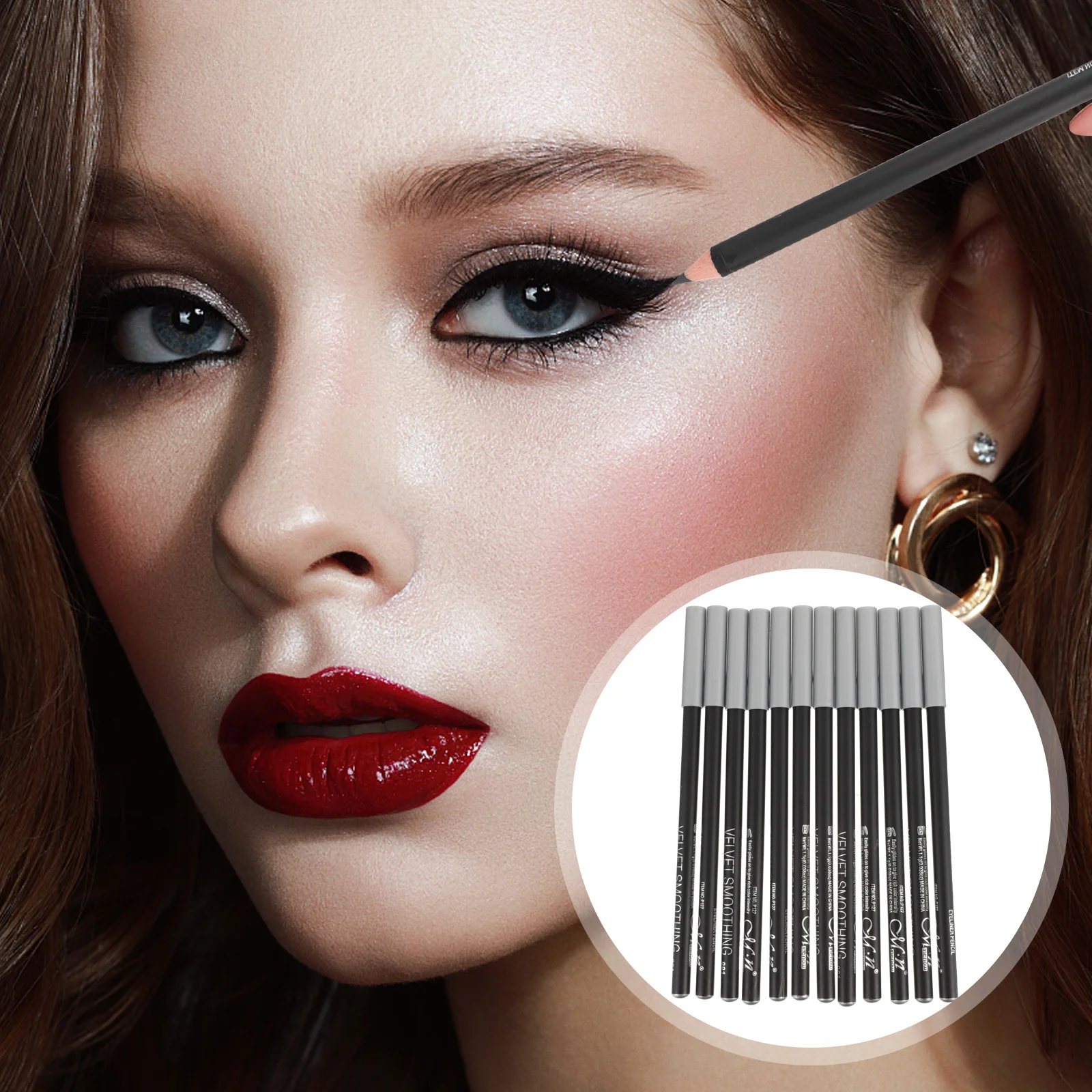 12Pcs Waterproof Eyeliner Pencil Black Makeup Eye Lining Pens Female Beauty Supply Eyebrow Pencil Waterproof Eyeliners
12Pcs Waterproof Eyeliner Pencil Black Makeup Eye Lining Pens Female Beauty Supply Eyebrow Pencil Waterproof Eyeliners