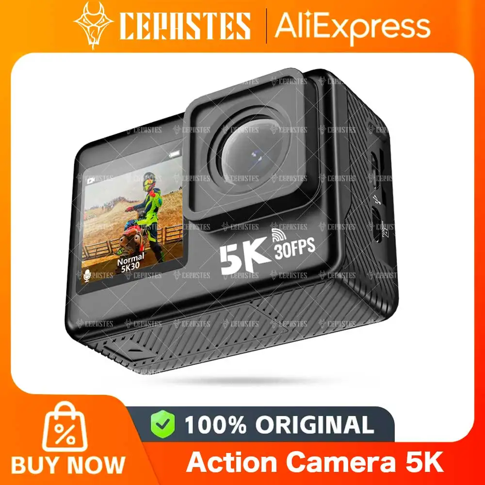 CERASTES Action Camera 5K 4K 60FPS WiFi Anti-shake Dual Screen 170° Wide Angle 30m Waterproof Sport Camera with Remote Control
CERASTES Action Camera 5K 4K 60FPS WiFi Anti-shake Dual Screen 170° Wide Angle 30m Waterproof Sport Camera with Remote Control