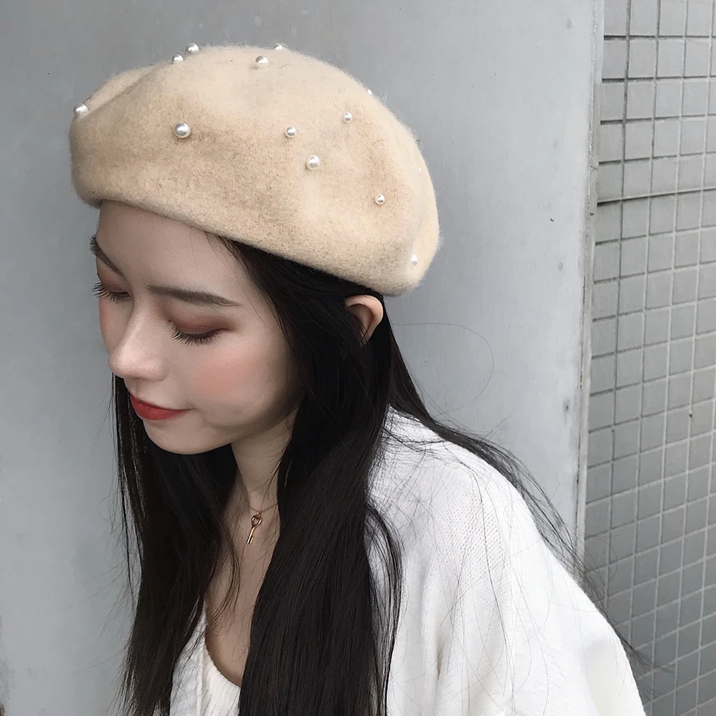 Wool Felt Beret Sweet Hat British Style Winter Pearl Hats Women Warm Beret Fashionable Headdress Elegant Girls
Wool Felt Beret Sweet Hat British Style Winter Pearl Hats Women Warm Beret Fashionable Headdress Elegant Girls
