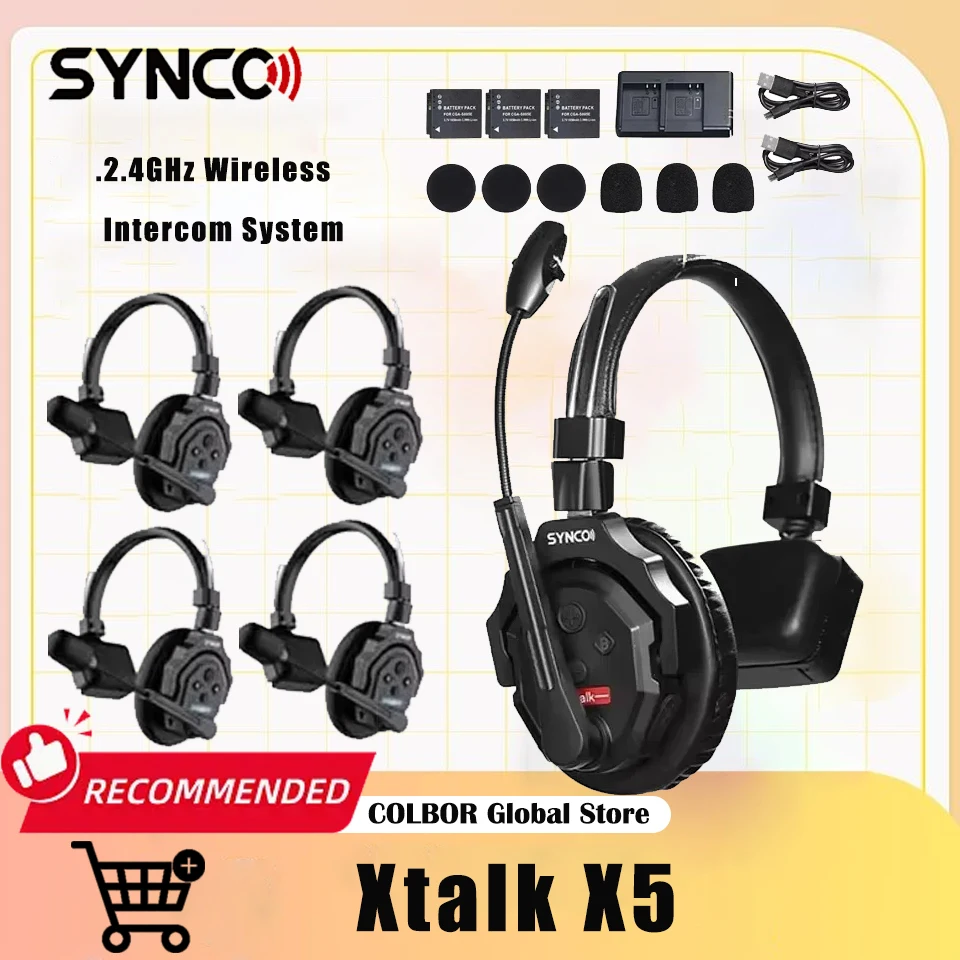 SYNCO Xtalk X5 2.4G Wireless Intercom System Full-Duplex Single-Ear Noise Remote Headset for Filmmaking Live Broadcast Televisio
SYNCO Xtalk X5 2.4G Wireless Intercom System Full-Duplex Single-Ear Noise Remote Headset for Filmmaking Live Broadcast Televisio
