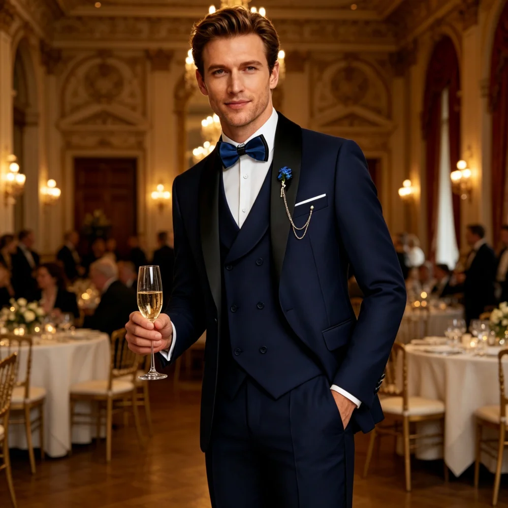 Men's Black Three-Piece Formal Suit Business Set with Jacket And Vest Versatile Occasion Wear for Professional Settings
Men's Black Three-Piece Formal Suit Business Set with Jacket And Vest Versatile Occasion Wear for Professional Settings