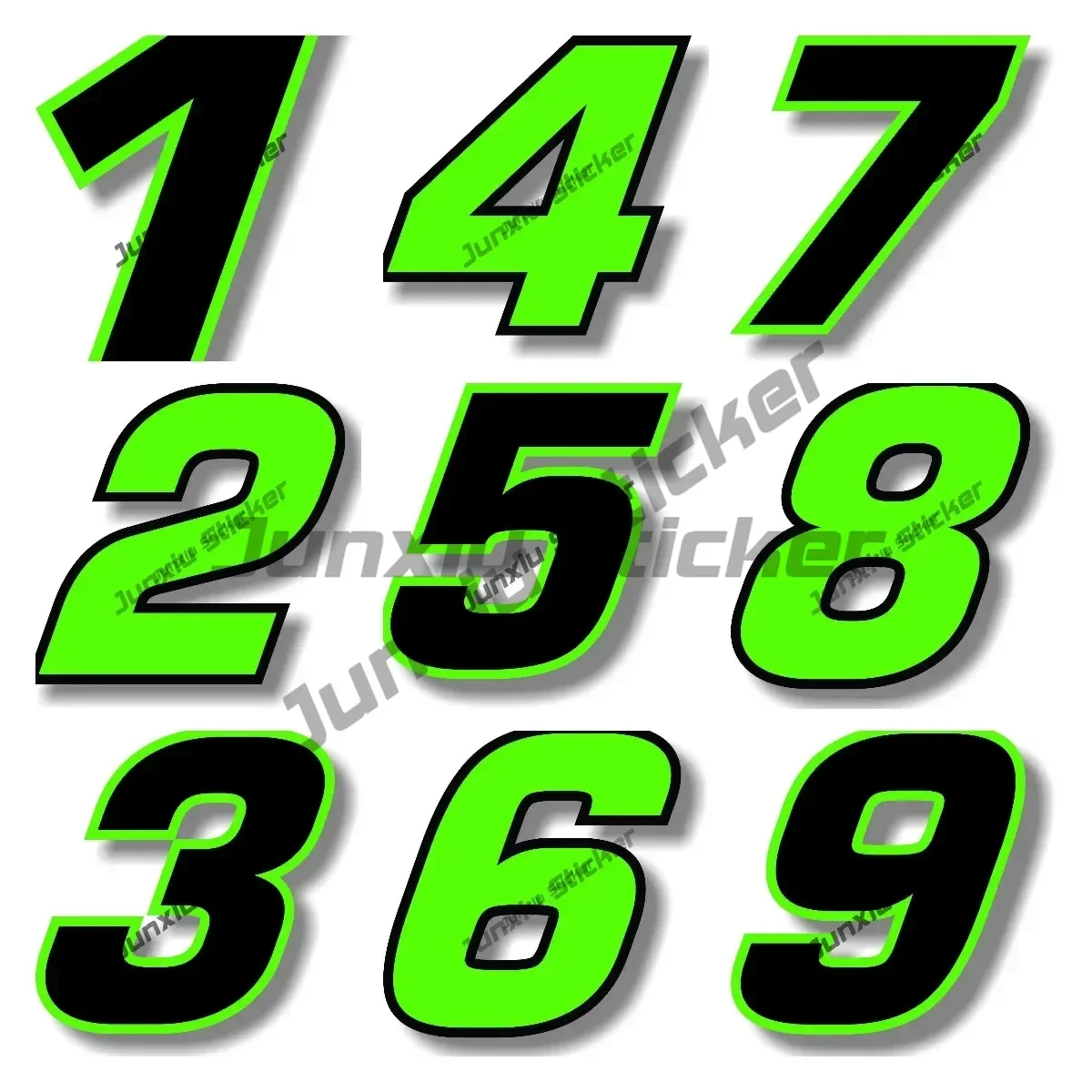 Numbers 0123456789 Racing Helmet Vinyl Decals Motorcycle Car Accessories Green Number with Black Border Sticker Glue Sticker
Numbers 0123456789 Racing Helmet Vinyl Decals Motorcycle Car Accessories Green Number with Black Border Sticker Glue Sticker