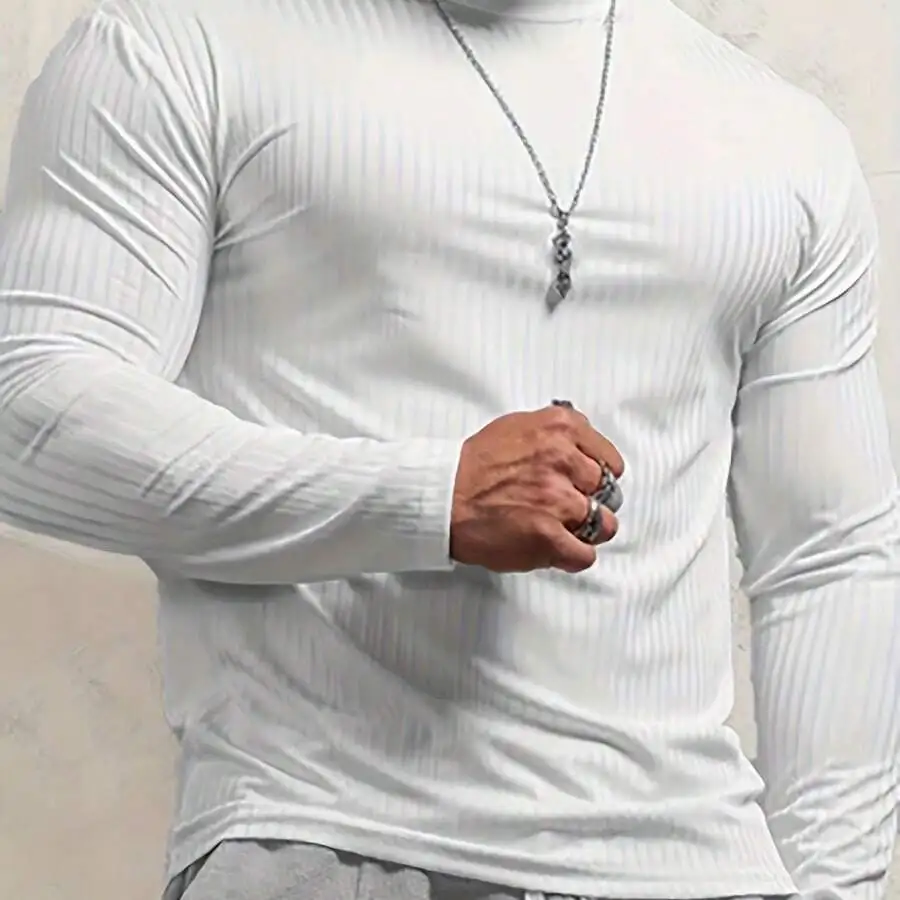 Mens Solid Color Ribbed Slim Fit Casual Long Sleeve T-Shirt
Mens Solid Color Ribbed Slim Fit Casual Long Sleeve T-Shirt