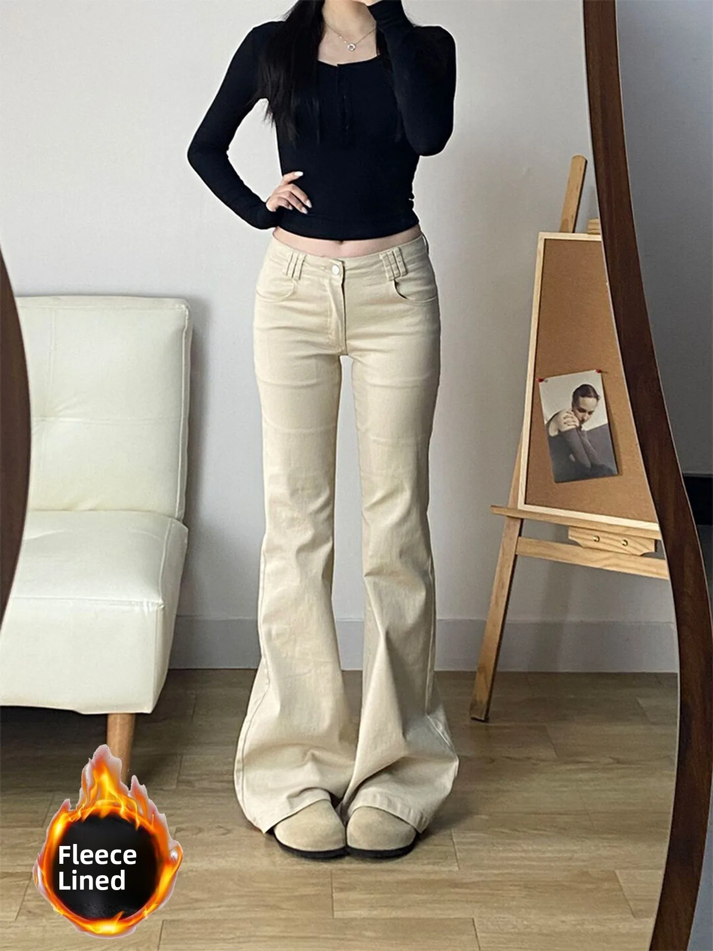 Маленькие джинсы цвета хаки в американском стиле High Street, женские свободные длинные брюки Bootcut Fce, прямые джинсы с высокой талией
Маленькие джинсы цвета хаки в американском стиле High Street, женские свободные длинные брюки Bootcut Fce, прямые джинсы с высокой талией