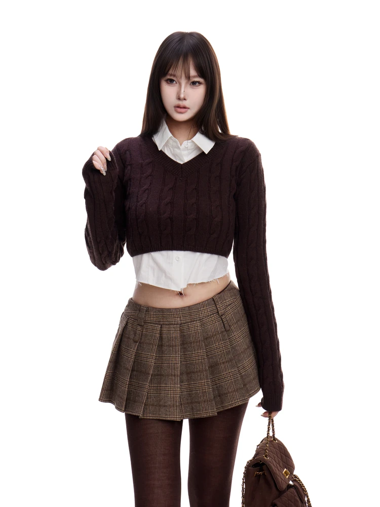 Корейский женский вязаный свитер с V-образным вырезом, коротким и длинным рукавом, осенний, приталенный, комплект из двух предметов, повседневный топ
Корейский женский вязаный свитер с V-образным вырезом, коротким и длинным рукавом, осенний, приталенный, комплект из двух предметов, повседневный топ