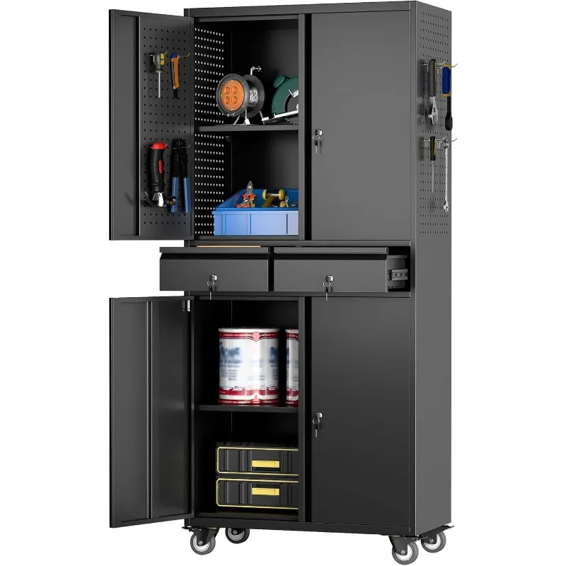 71" H Metal Garage Storage Cabinet with Wheels and Doors,Rolling Tool Cabinet with Pegboard and 2 Lockable Drawer for Garage War
71" H Metal Garage Storage Cabinet with Wheels and Doors,Rolling Tool Cabinet with Pegboard and 2 Lockable Drawer for Garage War