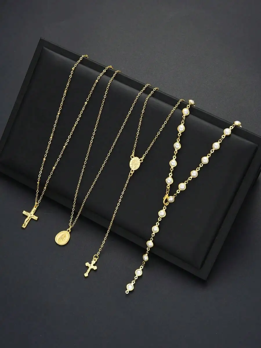 4pcs Y-Shaped Necklace Set Faux Pearl Cross Pendant Layered Chain For Women Party Daily Wear
4pcs Y-Shaped Necklace Set Faux Pearl Cross Pendant Layered Chain For Women Party Daily Wear