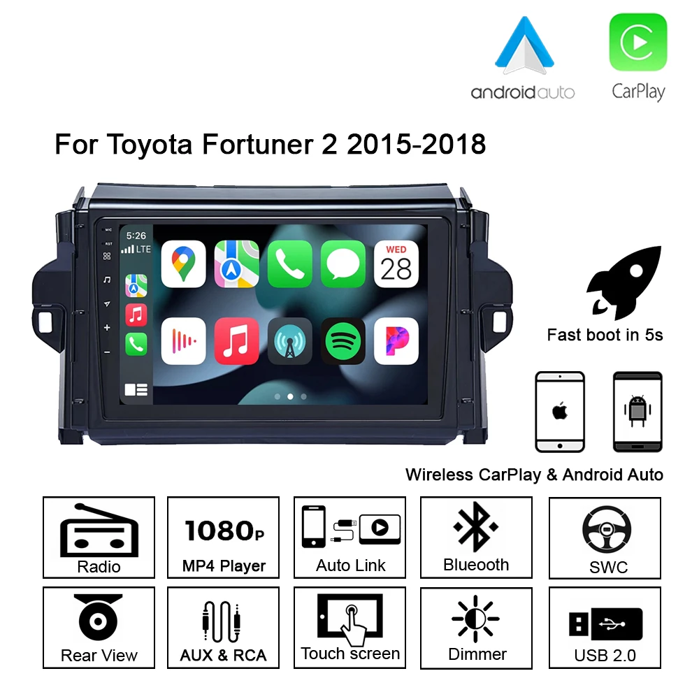 MAXCA 9-дюймовый для Toyota Fortuner 2, беспроводной Carplay, Android auto, 2 Din, радио, мультимедийный онлайн-видеоплеер
MAXCA 9-дюймовый для Toyota Fortuner 2, беспроводной Carplay, Android auto, 2 Din, радио, мультимедийный онлайн-видеоплеер