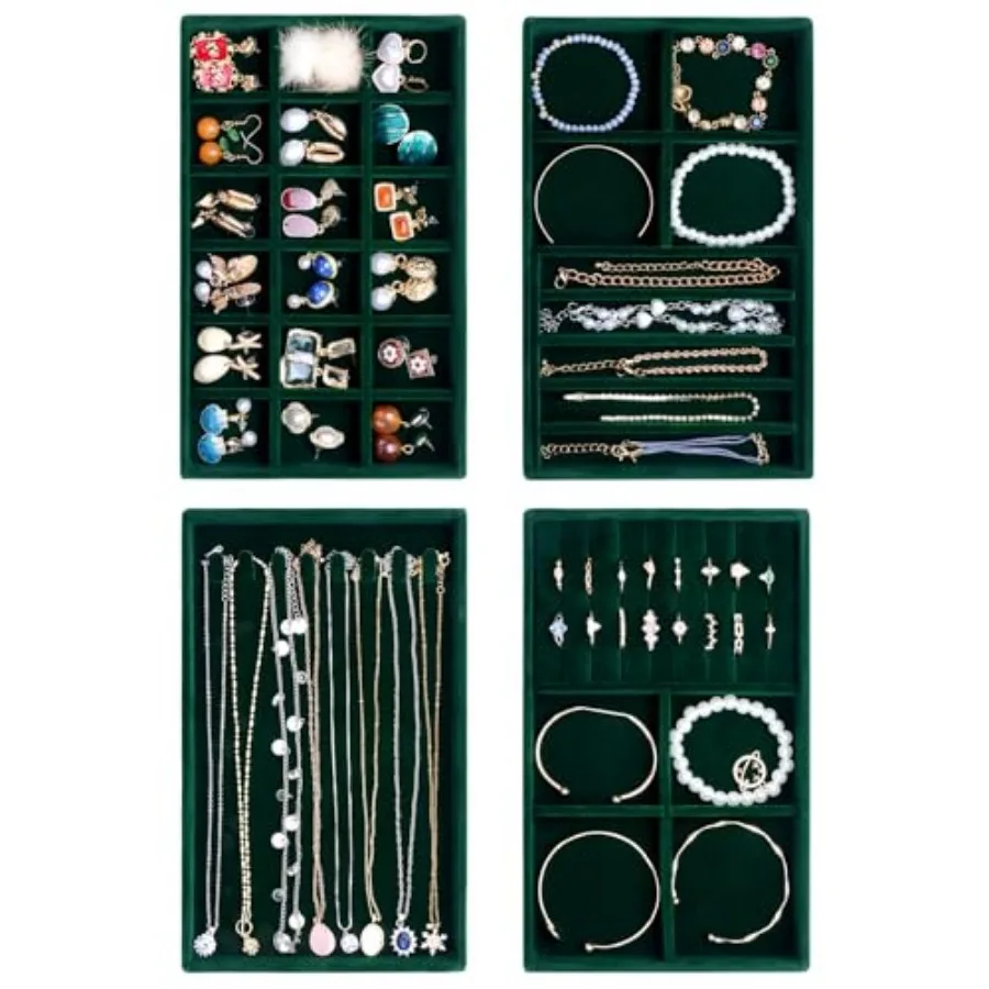 Jewelry Drawer Organizer, Velvet Tray for Earring Necklace Storage, Stackable Inserts for Women
Jewelry Drawer Organizer, Velvet Tray for Earring Necklace Storage, Stackable Inserts for Women