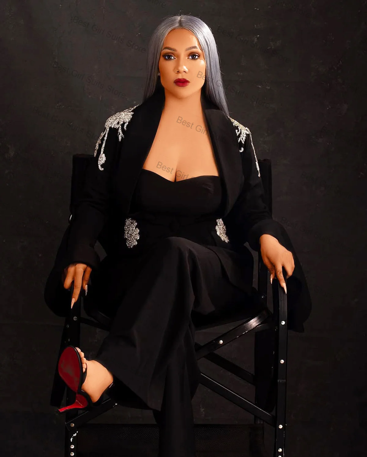 Luxury Black Women Suit Set 3 Piece Blazer+Top Bra+Pants Trousers Glitter Crystals Formal Office Lady Jacket Customized Coat
Luxury Black Women Suit Set 3 Piece Blazer+Top Bra+Pants Trousers Glitter Crystals Formal Office Lady Jacket Customized Coat