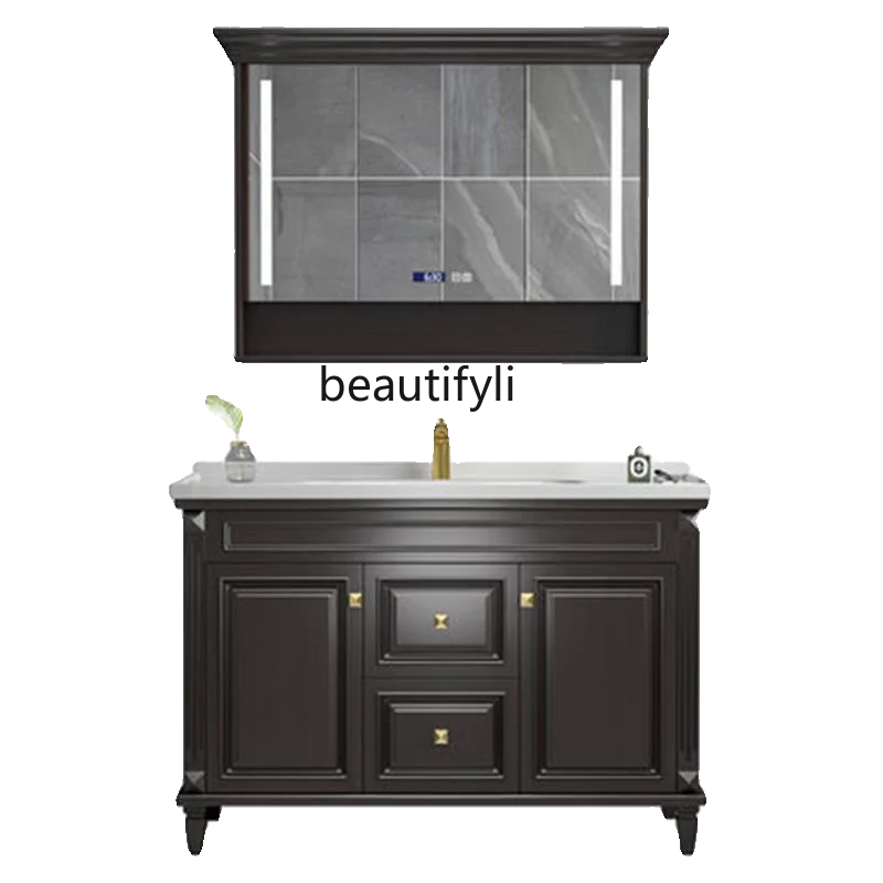 New Chinese Bathroom Cabinet Ceramic Whole Washbin Oak Solid Wood Floor-Standing Cabinet Bathroom Table Face Washing Cabinet
New Chinese Bathroom Cabinet Ceramic Whole Washbin Oak Solid Wood Floor-Standing Cabinet Bathroom Table Face Washing Cabinet