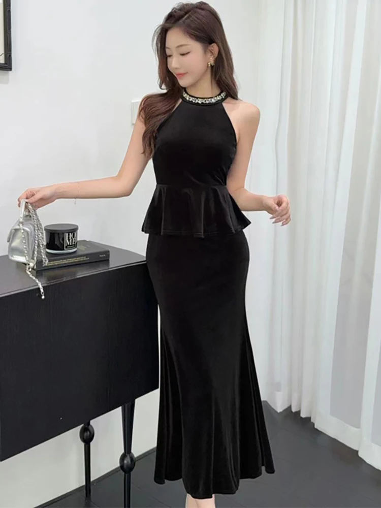 Осеннее черное бархатное шикарное длинное платье с бриллиантами, женское элегантное роскошное платье с рюшами, 2024, корейские винтажные облегающие платья
Осеннее черное бархатное шикарное длинное платье с бриллиантами, женское элегантное роскошное платье с рюшами, 2024, корейские винтажные облегающие платья