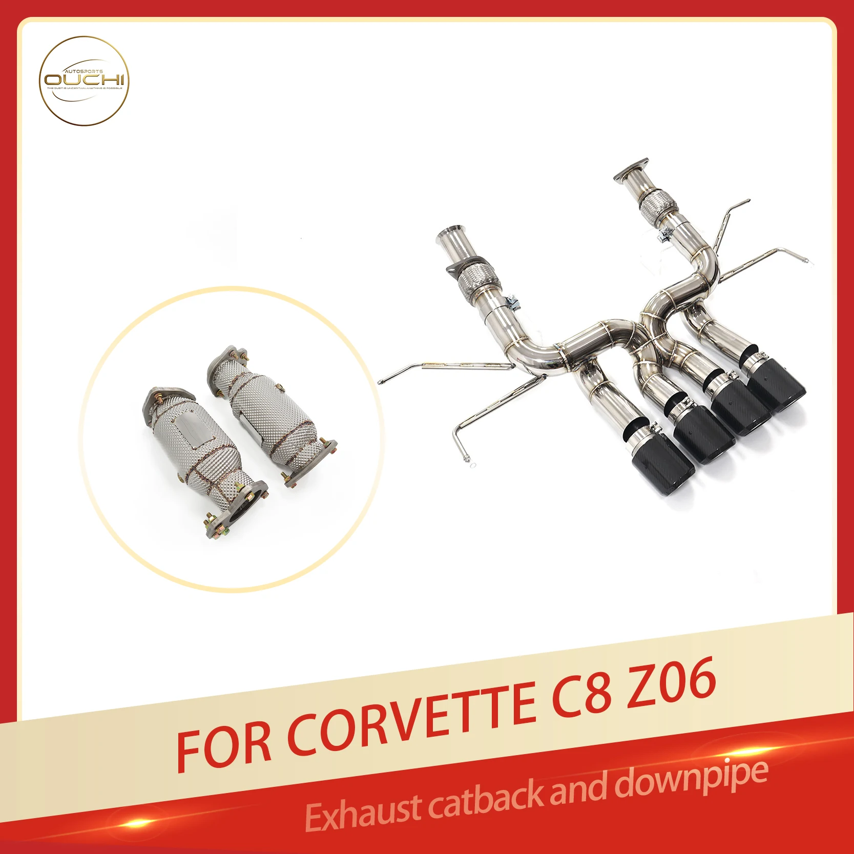 OUCHI Factory Direct Sales Full Exhaust SS304 Catback for Corvette C8 Z06 With Catalysis Downpipe Car Parts No Valve
OUCHI Factory Direct Sales Full Exhaust SS304 Catback for Corvette C8 Z06 With Catalysis Downpipe Car Parts No Valve
