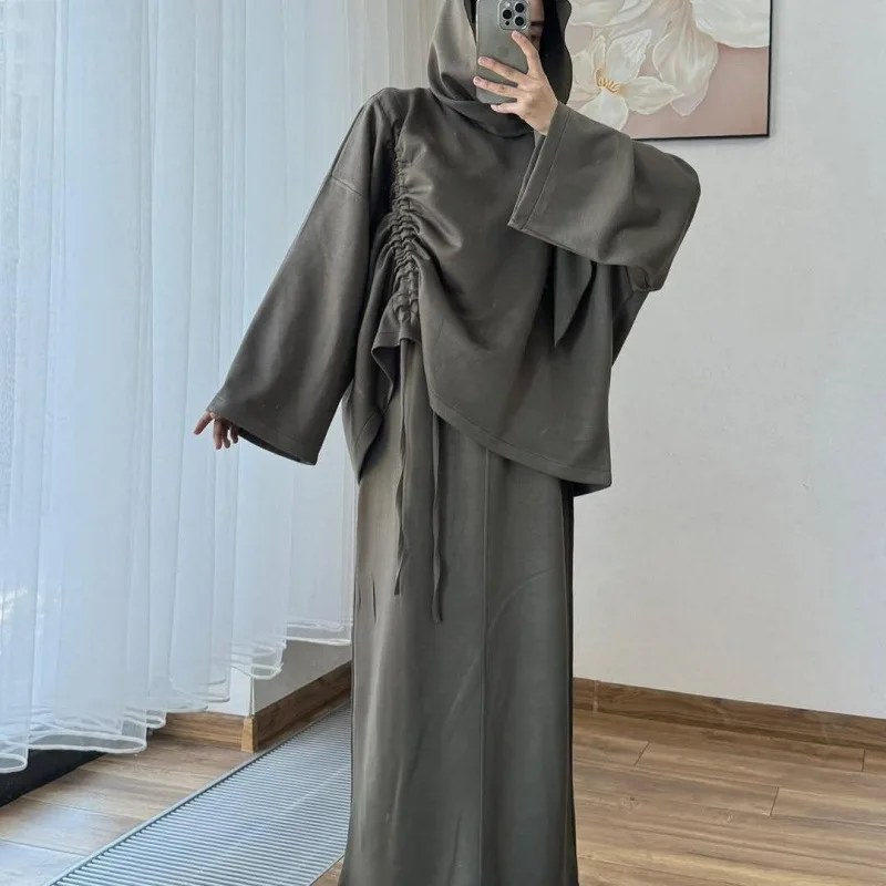 2025 spring fashion new women's clothing loose and comfortable hooded solid color skirt set Z039
2025 spring fashion new women's clothing loose and comfortable hooded solid color skirt set Z039