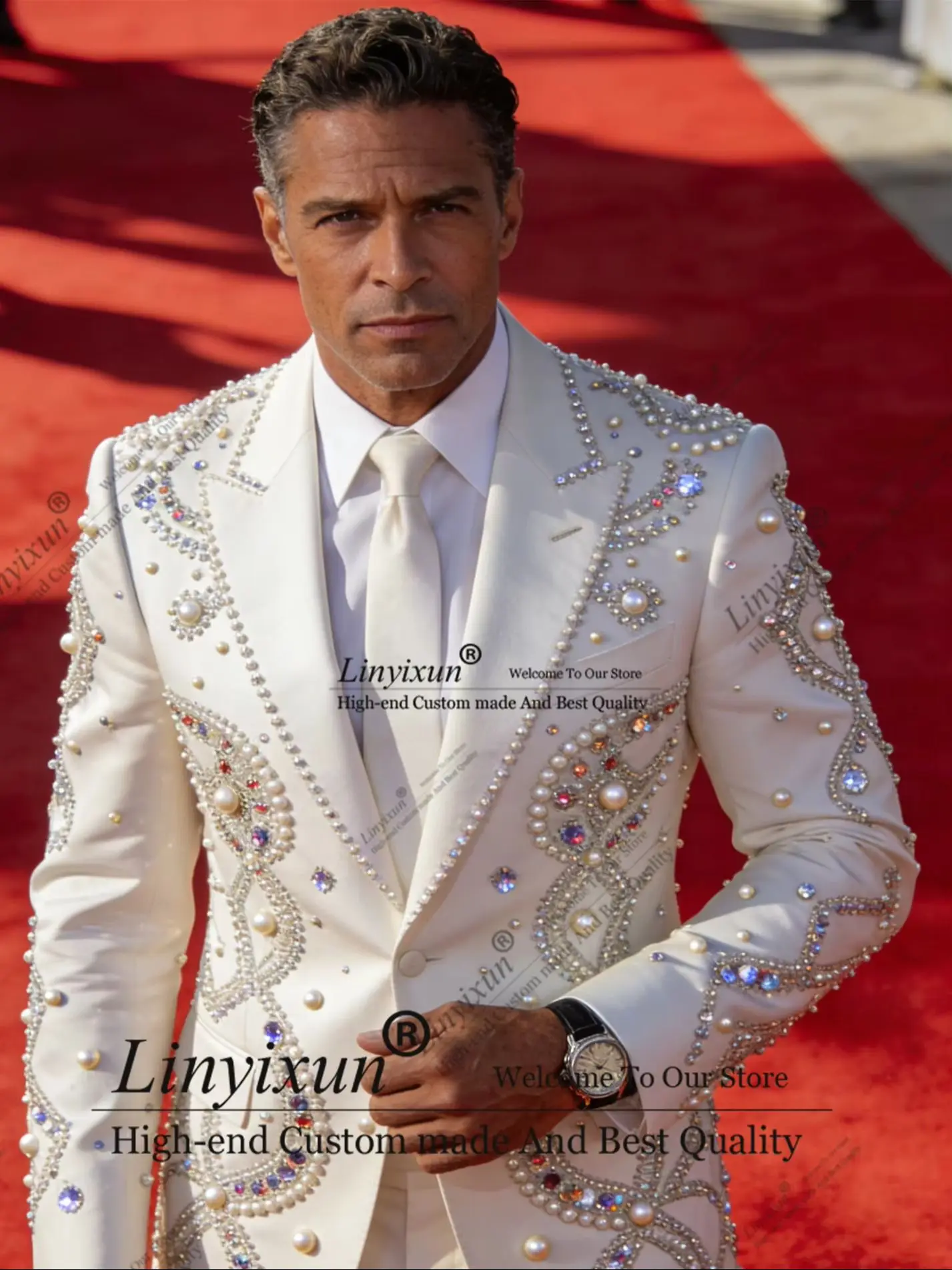 Shiny Men Suits 2 Pieces Sets Groom Male Blazers Customized Rhinestones Beaded Slim Fit Ropa Wedding Party trajes para hombre
Shiny Men Suits 2 Pieces Sets Groom Male Blazers Customized Rhinestones Beaded Slim Fit Ropa Wedding Party trajes para hombre
