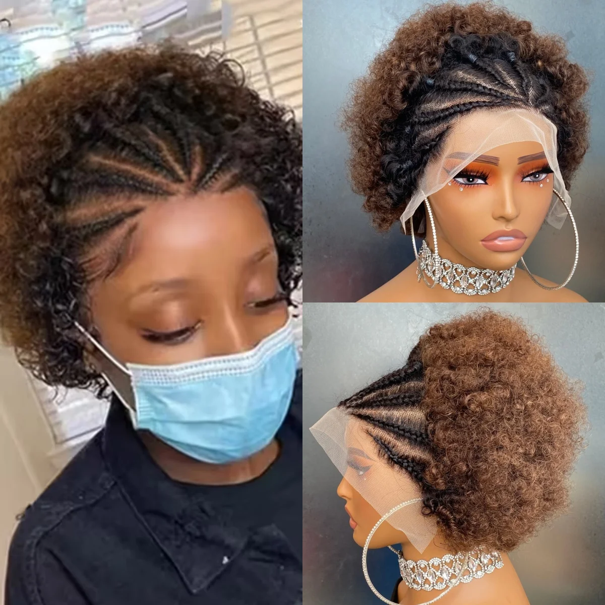 1BT4 Color Elegant Curly Wave Lace Frontal Wig 13x4 Lace Wig Women's Short Braided Hairstyle Remy Wig
1BT4 Color Elegant Curly Wave Lace Frontal Wig 13x4 Lace Wig Women's Short Braided Hairstyle Remy Wig