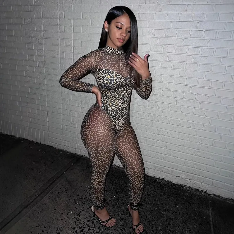 Women Sexy Sheer Mesh Patchwork Leopard Print Jumpsuits O-neck Full Sleeve Lace Up Hollow Out Club Party Skinny Overalls
Women Sexy Sheer Mesh Patchwork Leopard Print Jumpsuits O-neck Full Sleeve Lace Up Hollow Out Club Party Skinny Overalls