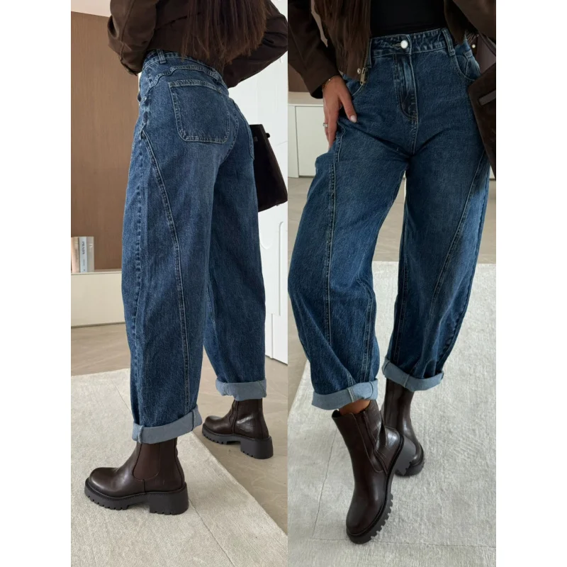 Women's Loose Casual Jeans 2026 Autumn Trendy Street Style Comfortable Fit High Waist Mid-Length Straight Leg Blue Denim
Women's Loose Casual Jeans 2026 Autumn Trendy Street Style Comfortable Fit High Waist Mid-Length Straight Leg Blue Denim