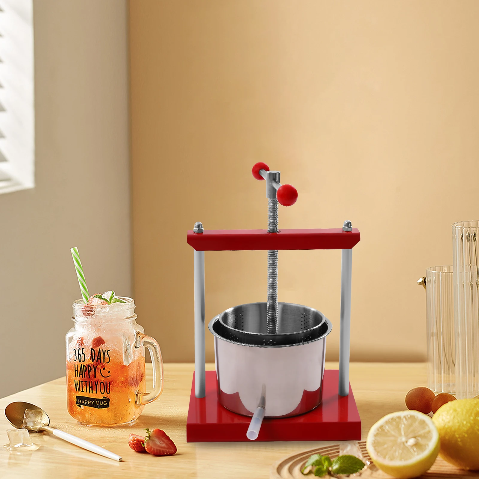 Cheese Fruit Wine Manual Press Machine, 3L/ 0.8gal Stainless Steel Barrels Presser for Pressing Juice, Vegetable, Wine, Cider
Cheese Fruit Wine Manual Press Machine, 3L/ 0.8gal Stainless Steel Barrels Presser for Pressing Juice, Vegetable, Wine, Cider