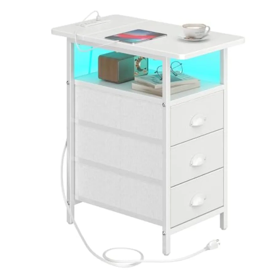 Прикроватный столик с зарядной станцией, LED-подсветкой, USB-портами и розетками, узкая тумбочка с 3 ящиками, из ПУ-кожи
Прикроватный столик с зарядной станцией, LED-подсветкой, USB-портами и розетками, узкая тумбочка с 3 ящиками, из ПУ-кожи