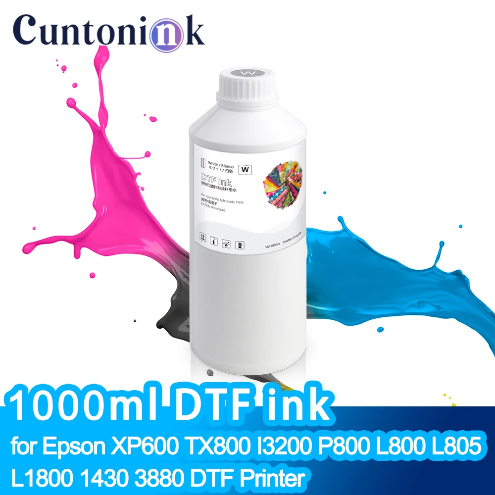 White DTF ink 1000ml Heat transfer ink for Epson XP600 TX800 I3200 P800 L800 L805 L1800 1430 3880 Heat transfer paper transfer
White DTF ink 1000ml Heat transfer ink for Epson XP600 TX800 I3200 P800 L800 L805 L1800 1430 3880 Heat transfer paper transfer