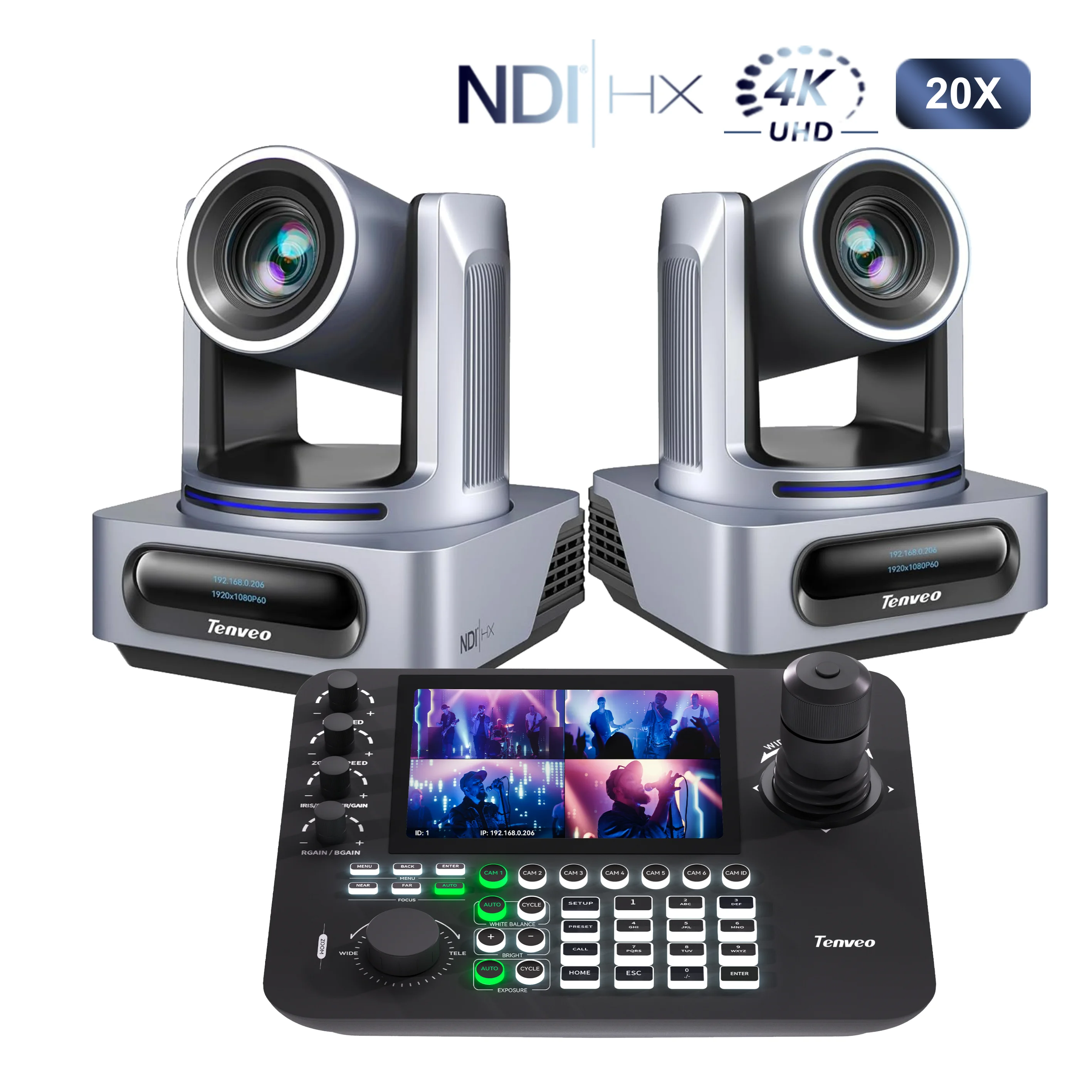 Система для прямой трансляции: PTZ-камера MS4K NDI с ИИ, 20-кратным зумом, SDI/HDMI/USB3.0/LAN и IP-клавиатурный контроллер (2 камеры)
Система для прямой трансляции: PTZ-камера MS4K NDI с ИИ, 20-кратным зумом, SDI/HDMI/USB3.0/LAN и IP-клавиатурный контроллер (2 камеры)