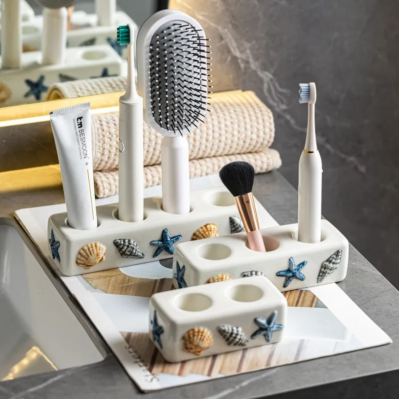 Ceramic Toothbrush Holder with Ocean Relief 4-hole Electric Toothbrush and Toothpaste Storage Rack Bathroom Cosmetics Organizer
Ceramic Toothbrush Holder with Ocean Relief 4-hole Electric Toothbrush and Toothpaste Storage Rack Bathroom Cosmetics Organizer