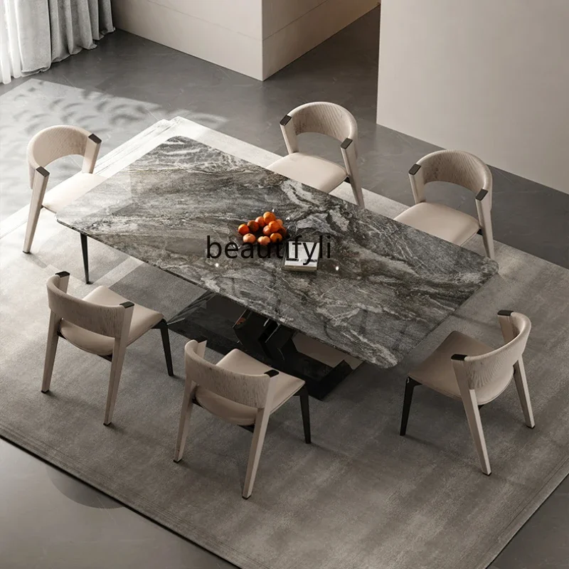 X188Pure Natural Luxury Stone Dining Table Marble Stainless Steel Italian Light Luxury Dining Table
X188Pure Natural Luxury Stone Dining Table Marble Stainless Steel Italian Light Luxury Dining Table