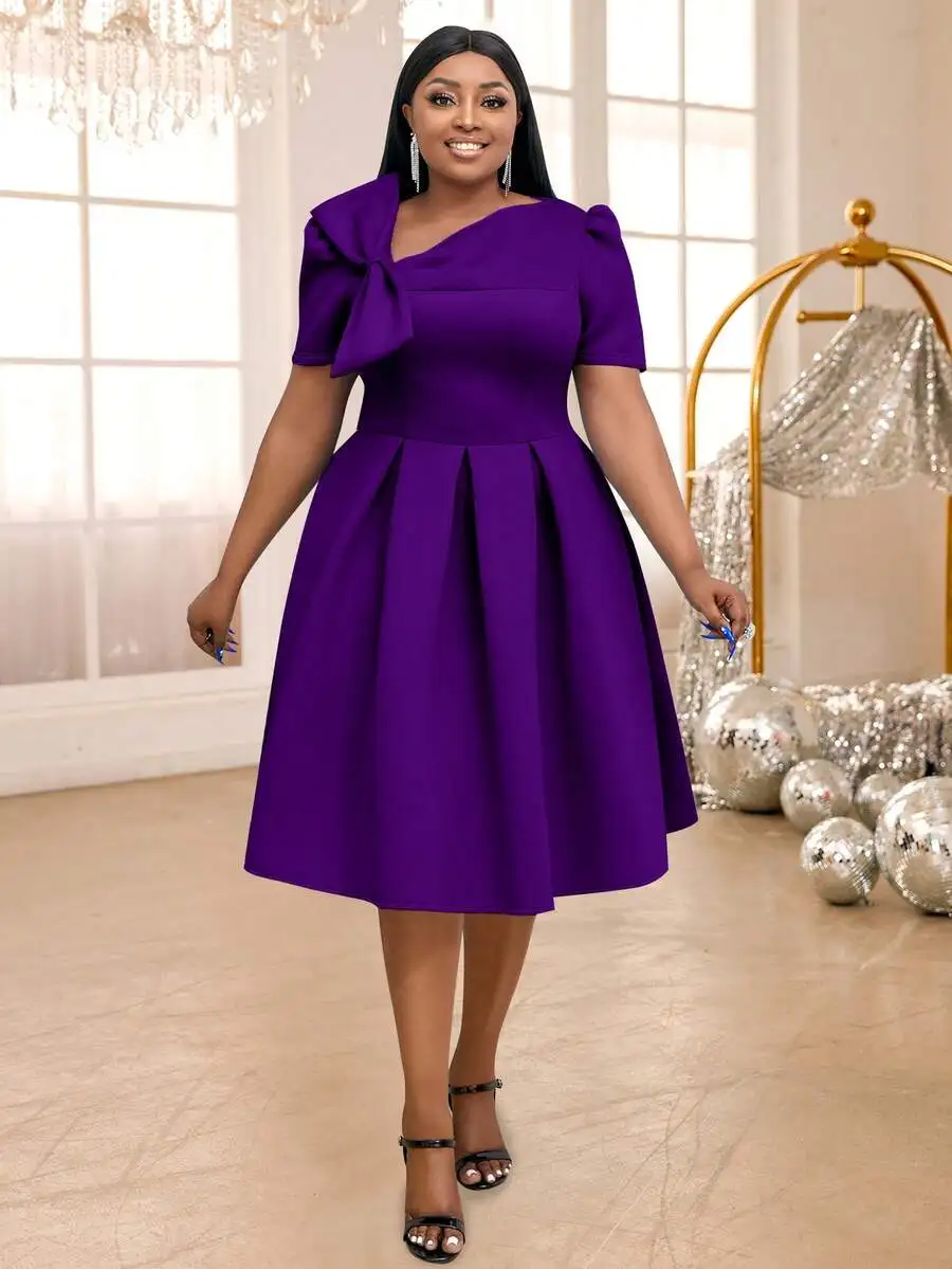 Plus Size Purple A-Line Skew Collar Bow Dress For Wedding Guest Birthday Graduation Dinner
Plus Size Purple A-Line Skew Collar Bow Dress For Wedding Guest Birthday Graduation Dinner