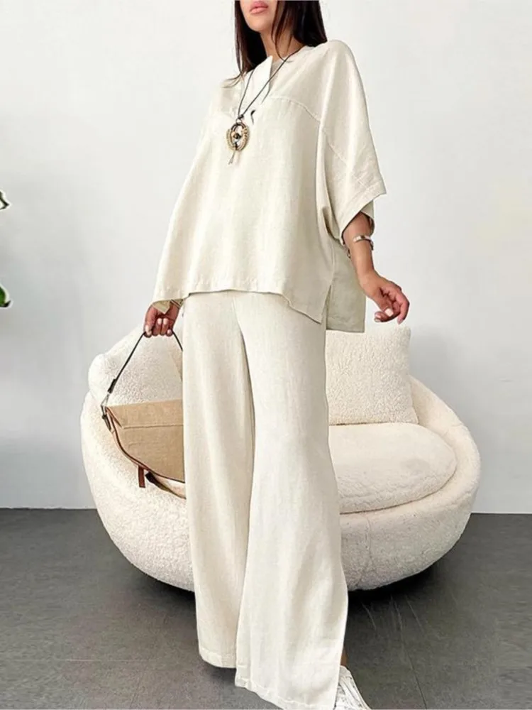 Casual Loose Set Lady Fashion Solid Office Two Piece Sets For Women Wide Leg Pants 2 Piece Sets Womens Clothing Spring Autumn
Casual Loose Set Lady Fashion Solid Office Two Piece Sets For Women Wide Leg Pants 2 Piece Sets Womens Clothing Spring Autumn