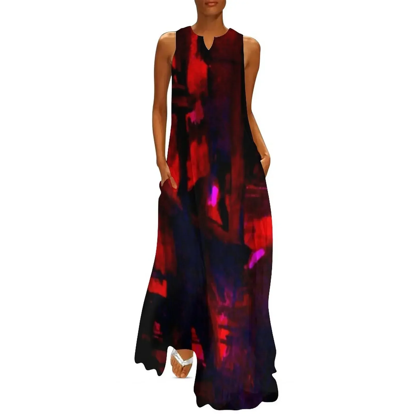 Red And Black Abstract Design Long Dress dress for woman dresses korean style clothes Female clothing Dress 
Red And Black Abstract Design Long Dress dress for woman dresses korean style clothes Female clothing Dress