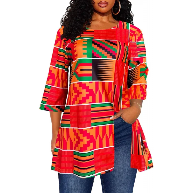 Womens Print Shirt African Dashiki 3/4 Sleeve Boho Loose Tunic Tops
Womens Print Shirt African Dashiki 3/4 Sleeve Boho Loose Tunic Tops