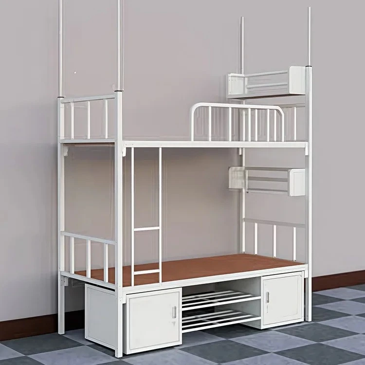 Modern Metal Bunk Bed with Integrated Storage Cabinets and Shelves, Heavy Duty Space-Saving Dormitory Bed, School Furniture
Modern Metal Bunk Bed with Integrated Storage Cabinets and Shelves, Heavy Duty Space-Saving Dormitory Bed, School Furniture