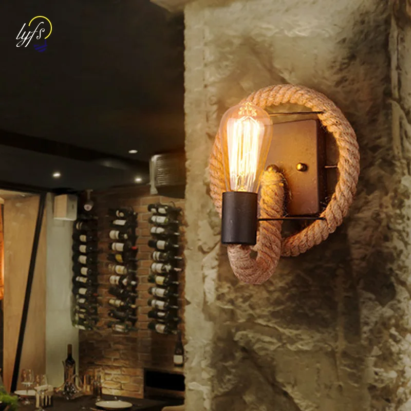 Loft Vintage Style Hemp Rope Wall Lamp American Retro Round Rope Stairs Bar Coffee Dining Room Shop Aisle Art Iron Wall Light
Loft Vintage Style Hemp Rope Wall Lamp American Retro Round Rope Stairs Bar Coffee Dining Room Shop Aisle Art Iron Wall Light