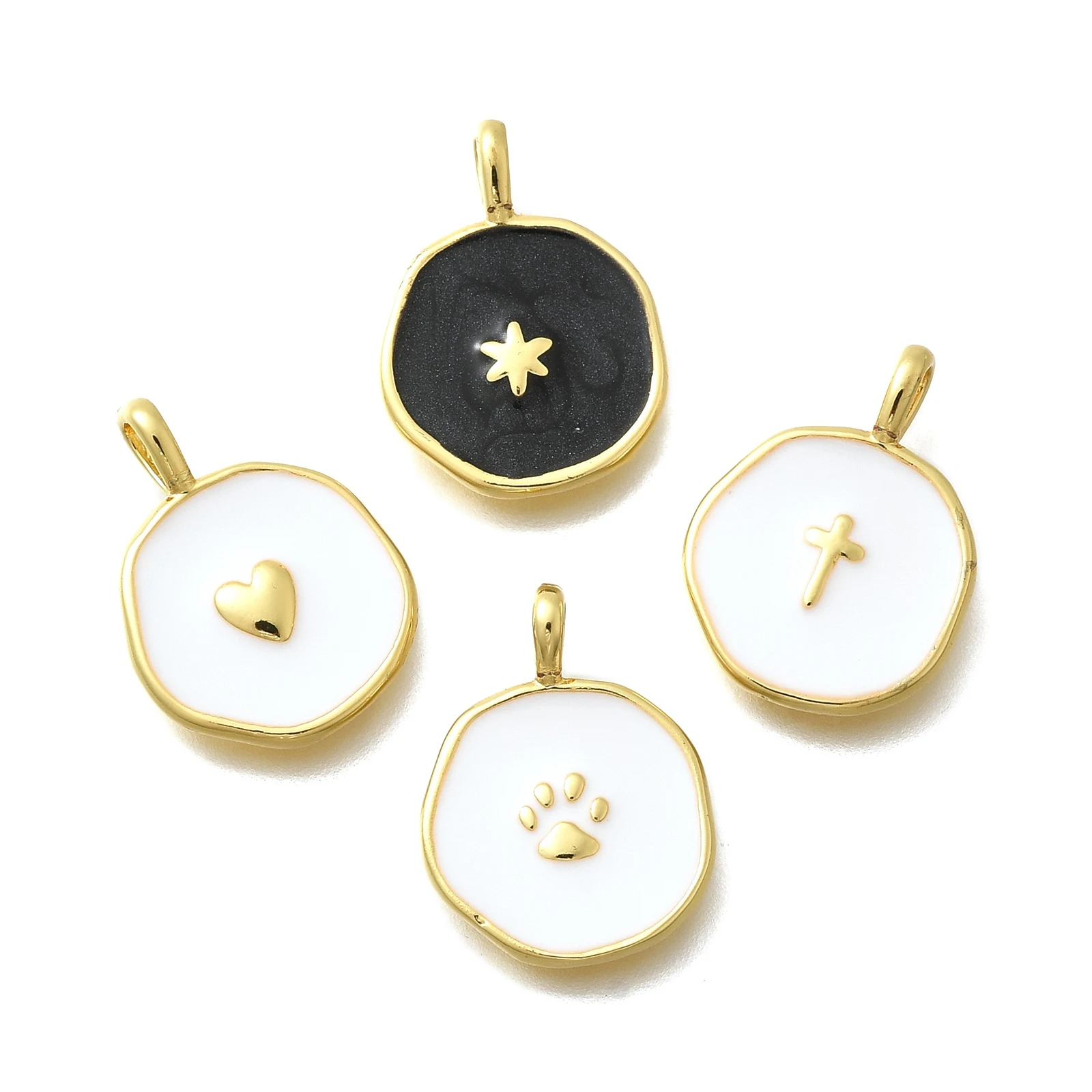 10pcs Brass Enamel Flat Round With Star Heart Cross Charms 18K Real Gold Plated Pendant for DIY Earring Bracelet Jewelry Finding
10pcs Brass Enamel Flat Round With Star Heart Cross Charms 18K Real Gold Plated Pendant for DIY Earring Bracelet Jewelry Finding