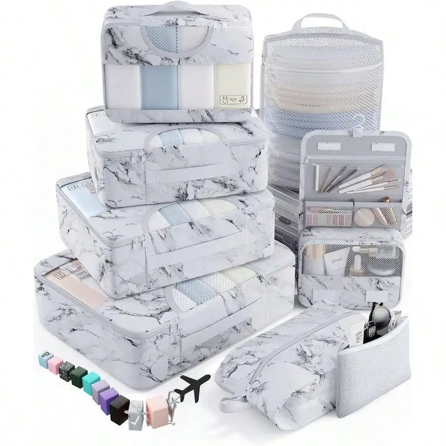 8 Set Packing Cubes Travel Essentials, Suitcase Organizer Bags In 4 Sizes, Carry-On Luggage Accessories With Laundry Bag, Airplane Must Have, Gifts Women Men
8 Set Packing Cubes Travel Essentials, Suitcase Organizer Bags In 4 Sizes, Carry-On Luggage Accessories With Laundry Bag, Airplane Must Have, Gifts Women Men