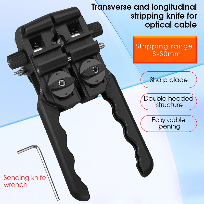 COMPTYCO AUA-F9 Fiber Optic Stripper tool 8-30MM Longitudinal Cable Jacket Slitter Cable Sheath Opening Cutter two-way opening
COMPTYCO AUA-F9 Fiber Optic Stripper tool 8-30MM Longitudinal Cable Jacket Slitter Cable Sheath Opening Cutter two-way opening