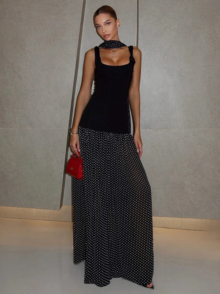 Polka Dot Backless Sexy Maxi Dress Women Black Halter Patchwork Sleeveless High Waist Bodycon Club Party Long Dresses
Polka Dot Backless Sexy Maxi Dress Women Black Halter Patchwork Sleeveless High Waist Bodycon Club Party Long Dresses