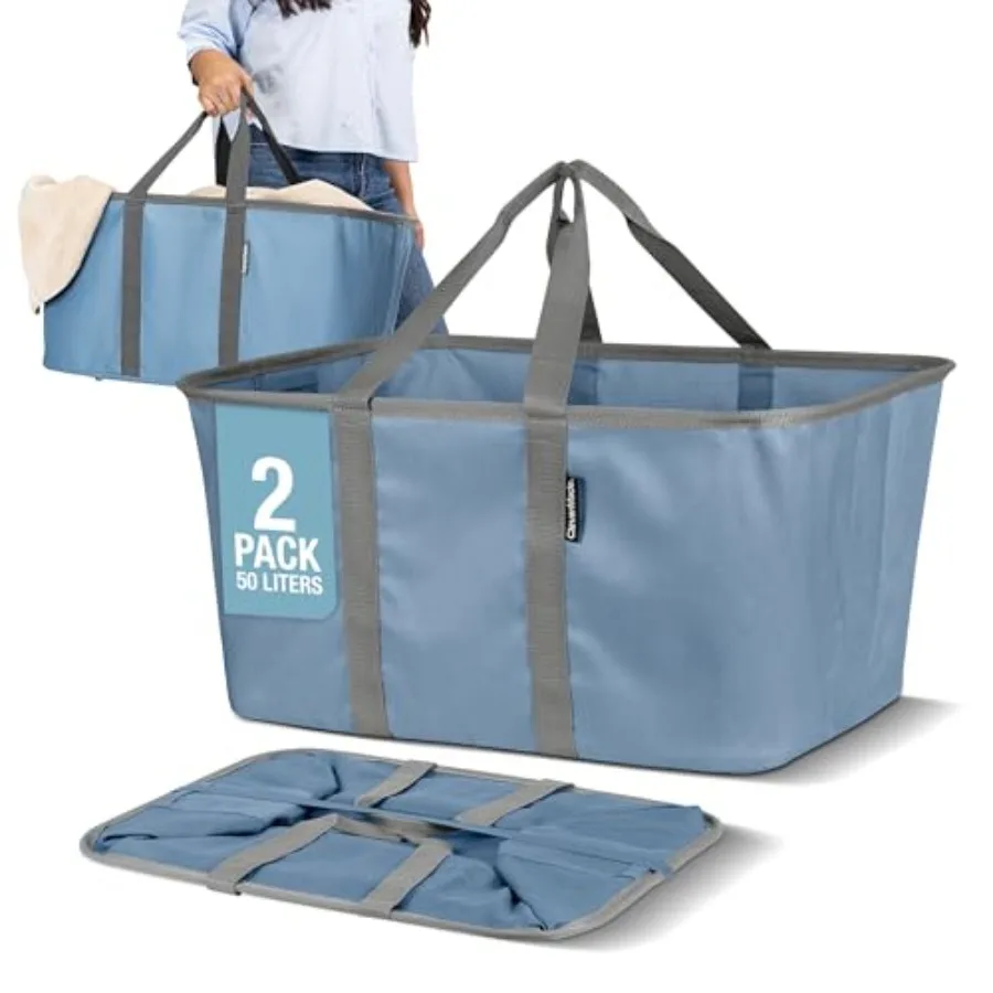 Collapsible Laundry Tote 2-Pack 50L Foldable Carry-All Storage Bin for Laundry, Car Trunk, RV, Dorm and Home Organization - Den
Collapsible Laundry Tote 2-Pack 50L Foldable Carry-All Storage Bin for Laundry, Car Trunk, RV, Dorm and Home Organization - Den