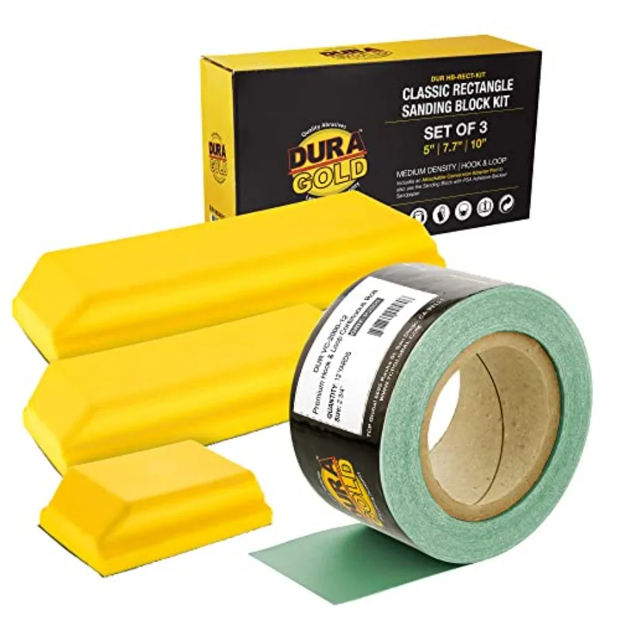 Dura-Gold Pro Series Rectangle Hand Sanding Block Kit with 3 Blocks 5" 7-3/4" and 10" Set Hook and Loop Backing and PSA Adapter
Dura-Gold Pro Series Rectangle Hand Sanding Block Kit with 3 Blocks 5" 7-3/4" and 10" Set Hook and Loop Backing and PSA Adapter