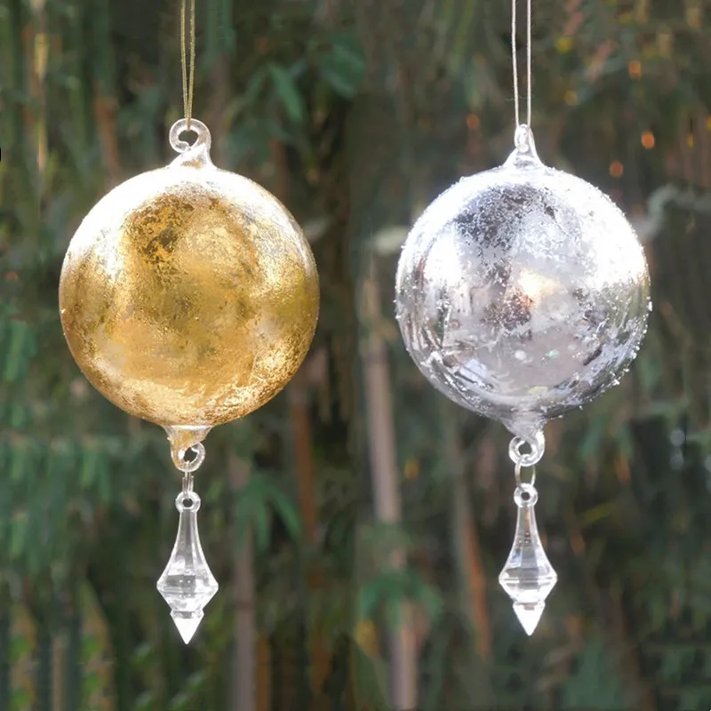 12pcs/pack 8*16cm Round Shaped Gold Silver Sheet Painting Glass Pendant Christmas Tree Hanging Globe Ornament Car Accessories
12pcs/pack 8*16cm Round Shaped Gold Silver Sheet Painting Glass Pendant Christmas Tree Hanging Globe Ornament Car Accessories