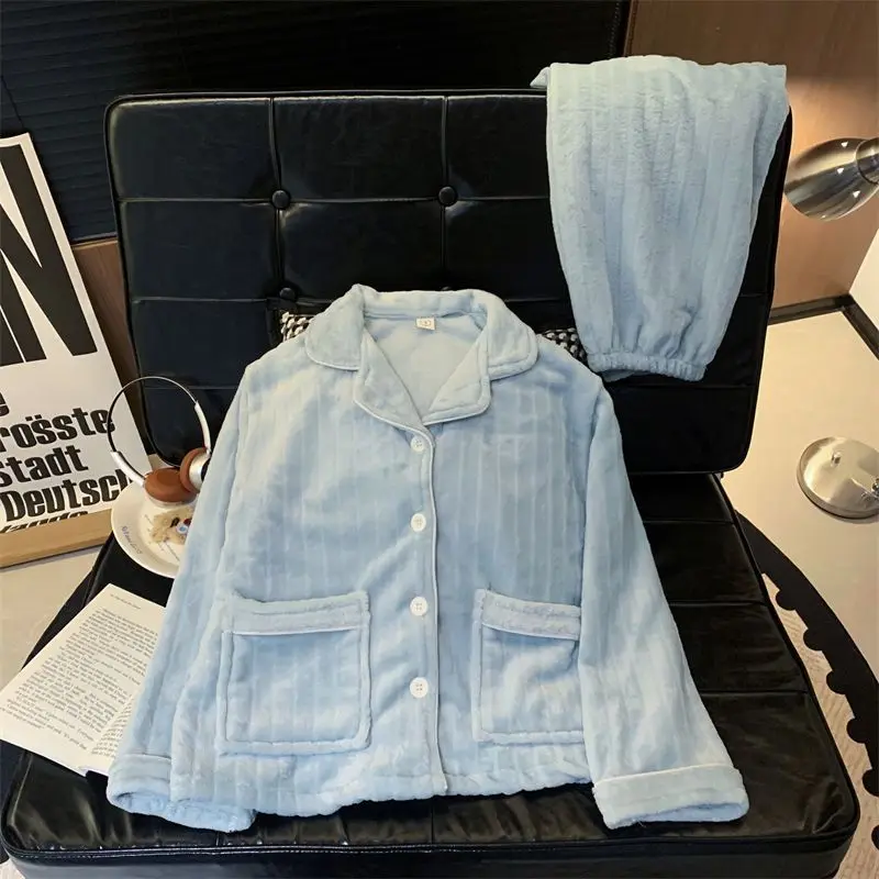 Парные пижамы из кораллового флиса: утепленный фланелевый комплект для дома, свободный крой, теплый, для отдыха, с длинными рукавами и брюками, для сна
Парные пижамы из кораллового флиса: утепленный фланелевый комплект для дома, свободный крой, теплый, для отдыха, с длинными рукавами и брюками, для сна