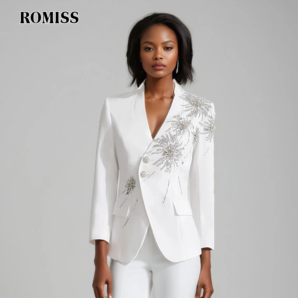 ROMISS Solid Patchwork Diamonds Loose Blazer For Women Notched Collar Long Sleeve Spliced Button Split Coat Female Fashion
ROMISS Solid Patchwork Diamonds Loose Blazer For Women Notched Collar Long Sleeve Spliced Button Split Coat Female Fashion