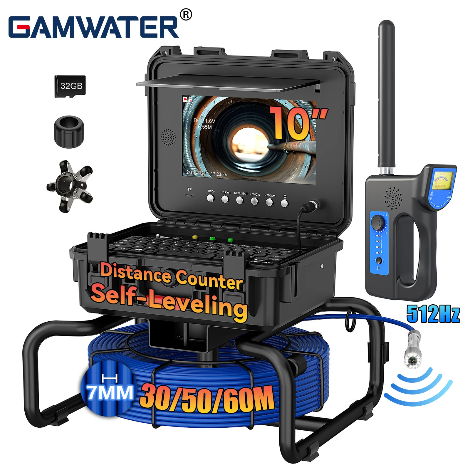 Self-Leveling Sewer Camera - 512Hz Locator, 10 inch IPS IP68 Pipeline Endoscope with DVR & Meter Counter, 7mm Cable for Plumber
Self-Leveling Sewer Camera - 512Hz Locator, 10 inch IPS IP68 Pipeline Endoscope with DVR & Meter Counter, 7mm Cable for Plumber