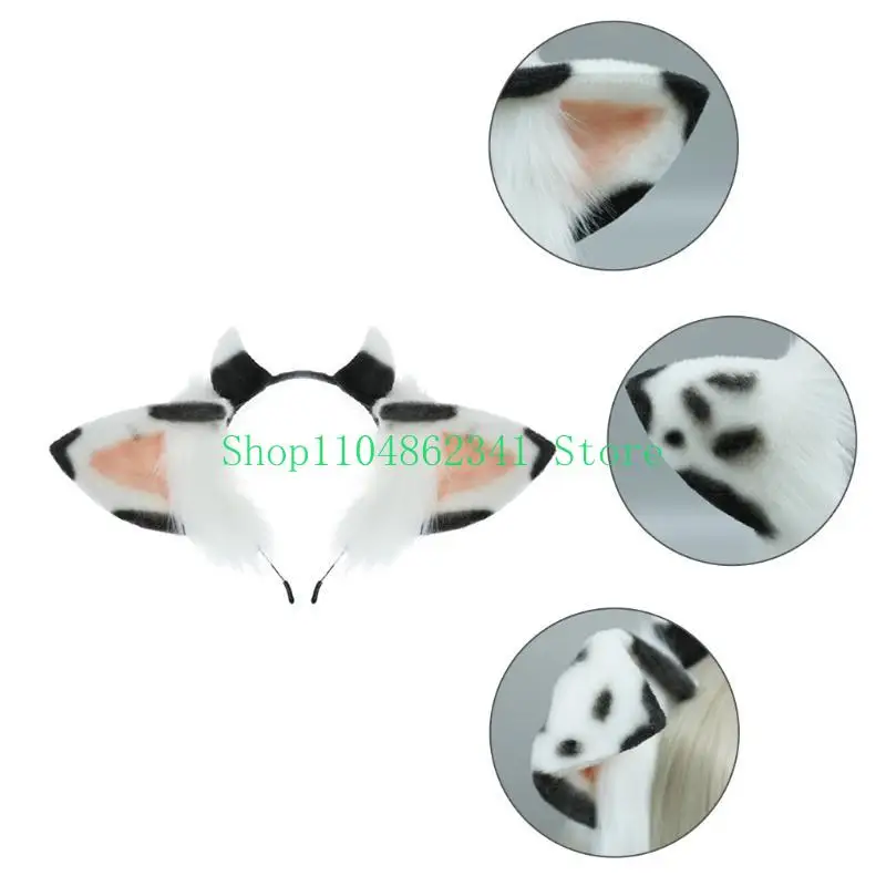 652F Plush Ears Hair Hoop Halloween Cow Ears Headband Furry Cartoon Animal Hairband Anime Fancy Dress Cosplay Headdress
652F Plush Ears Hair Hoop Halloween Cow Ears Headband Furry Cartoon Animal Hairband Anime Fancy Dress Cosplay Headdress