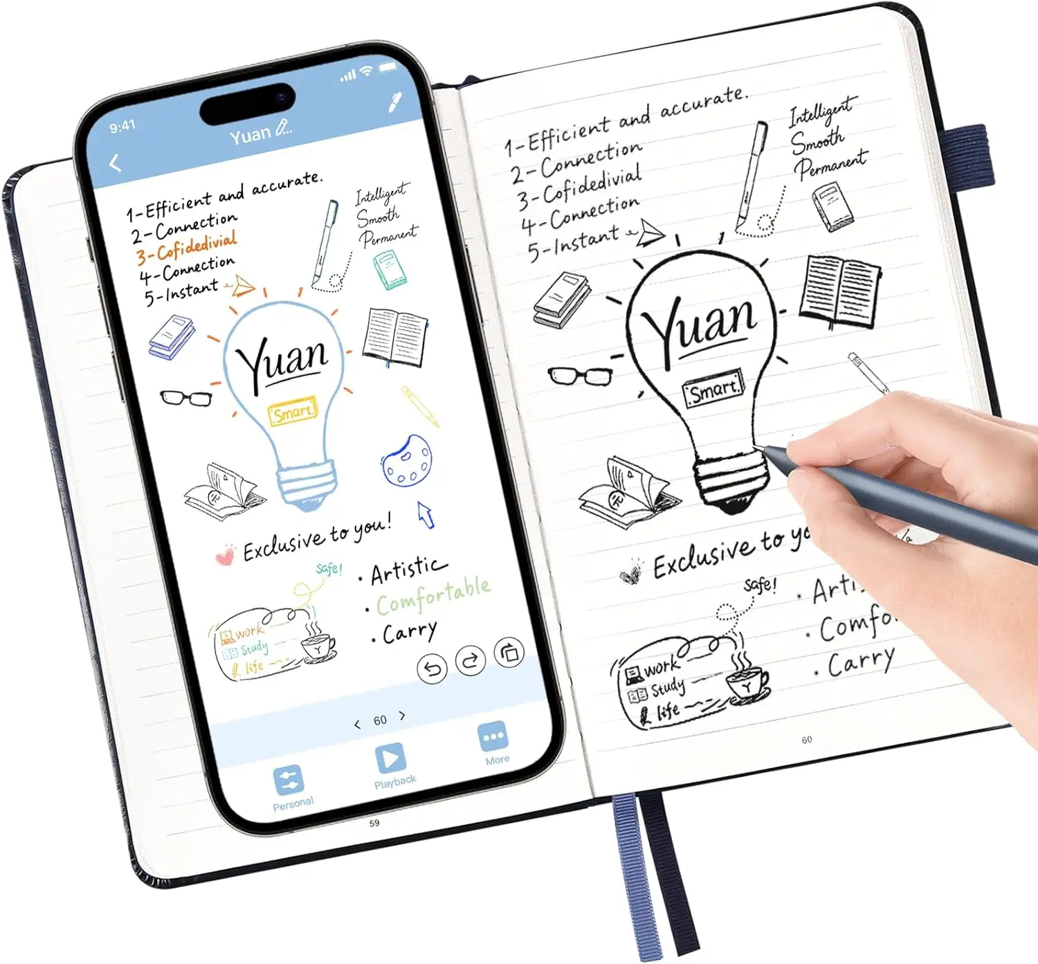 Smart Pen Writing Set - Real Time Sync Digitizing Notebook for Paper Notes Meeting Convert to Text Storing Sharing
Smart Pen Writing Set - Real Time Sync Digitizing Notebook for Paper Notes Meeting Convert to Text Storing Sharing