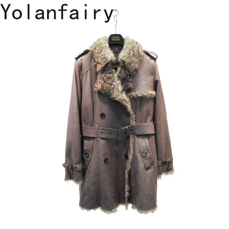 YOLANFAIRY Women Soft Natural Lake Sheep Shearling Coat Luxury Winter Slim Fit Mid Length Warm Real Fur Integrated Jacket Belted
YOLANFAIRY Women Soft Natural Lake Sheep Shearling Coat Luxury Winter Slim Fit Mid Length Warm Real Fur Integrated Jacket Belted