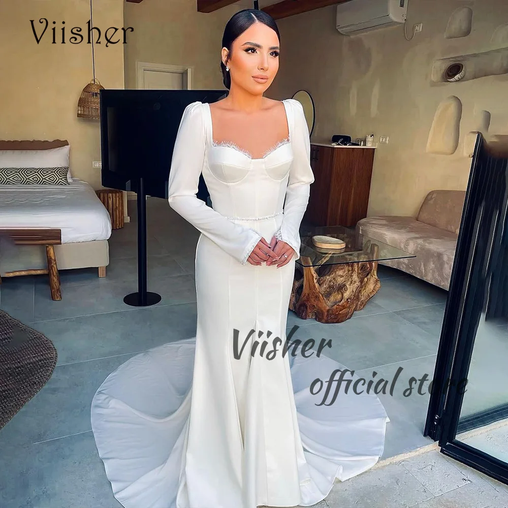 Атласные свадебные платья Viisher цвета слоновой кости с юбкой-годе для невесты, кружевные свадебные платья с длинным рукавом сердечком и шлейфом, длинное пляжное платье невесты
Атласные свадебные платья Viisher цвета слоновой кости с юбкой-годе для невесты, кружевные свадебные платья с длинным рукавом сердечком и шлейфом, длинное пляжное платье невесты